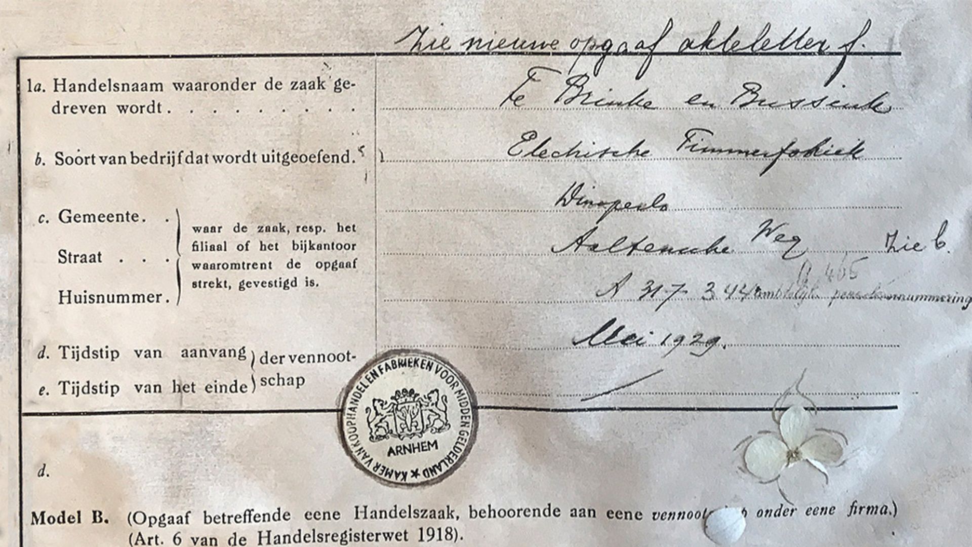 Oprichting Ten Brinke En Bussink 1929